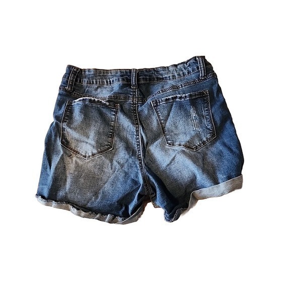 Fire and Rain Denim Cut Offs Womens 11 Blue Distressed Button Fly Cuffed Shorts - Picture 2 of 6